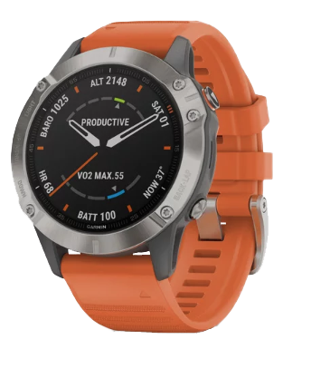 Garmin Fenix 6 Sapphire Titanium with Ember Orange Band (010-02158-13) by Garmin