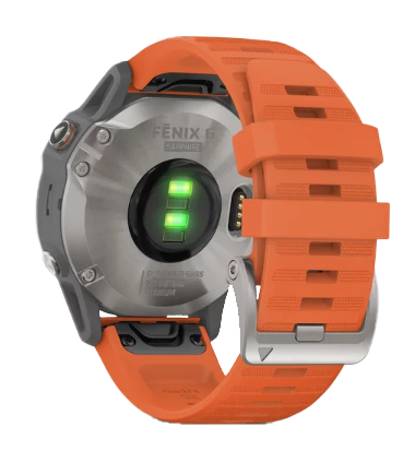 Garmin Fenix 6 Sapphire Titanium smartwatch with Ember Orange band (010-02158-13)