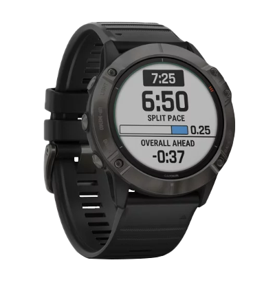 Garmin Fenix 6X Pro Solar Titanium Carbon Gray DLC smartwatch with black band