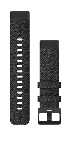 Garmin QuickFit 20 watch band set in heathered black nylon with black hardware (2-piece)