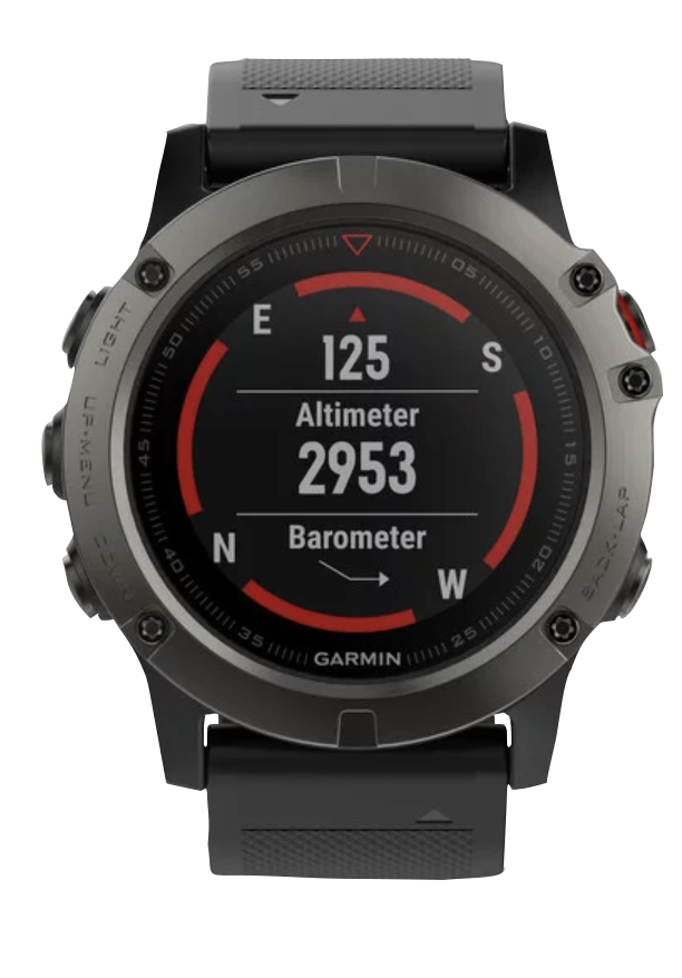 Garmin Fenix 5X GPS smartwatch, slate gray bezel with black band, certified refurbished