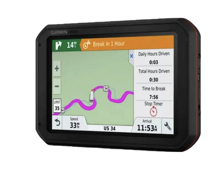 Garmin DezlCam 785 LMT-S trucking GPS navigator, black case with red trim, 7-inch display, refurbished
