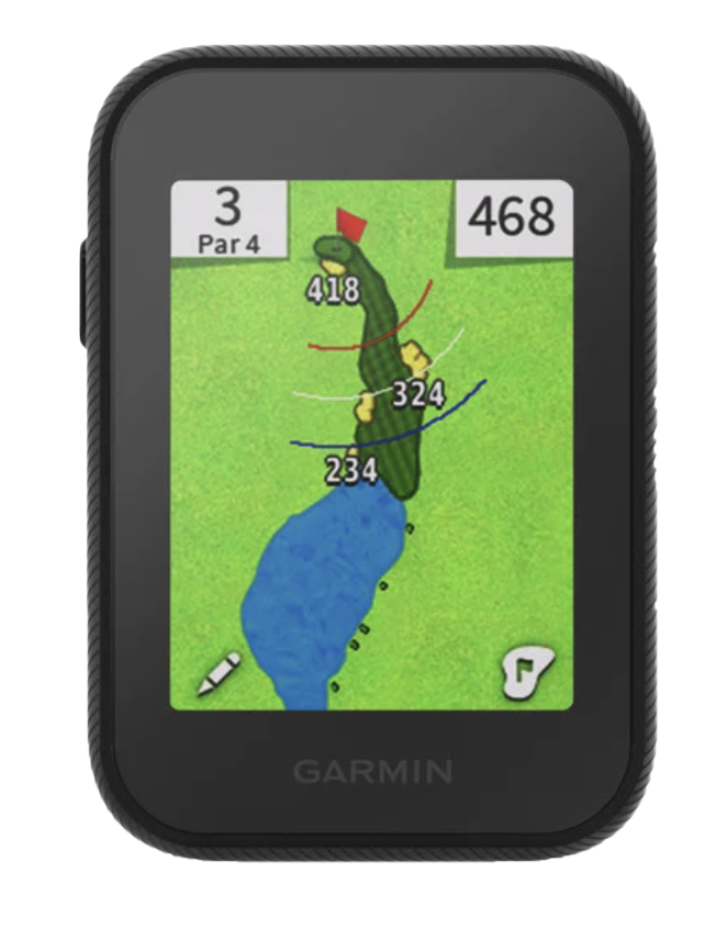 Garmin Approach G30 handheld golf GPS & rangefinder, certified refurbished, black device with green hole-map display.