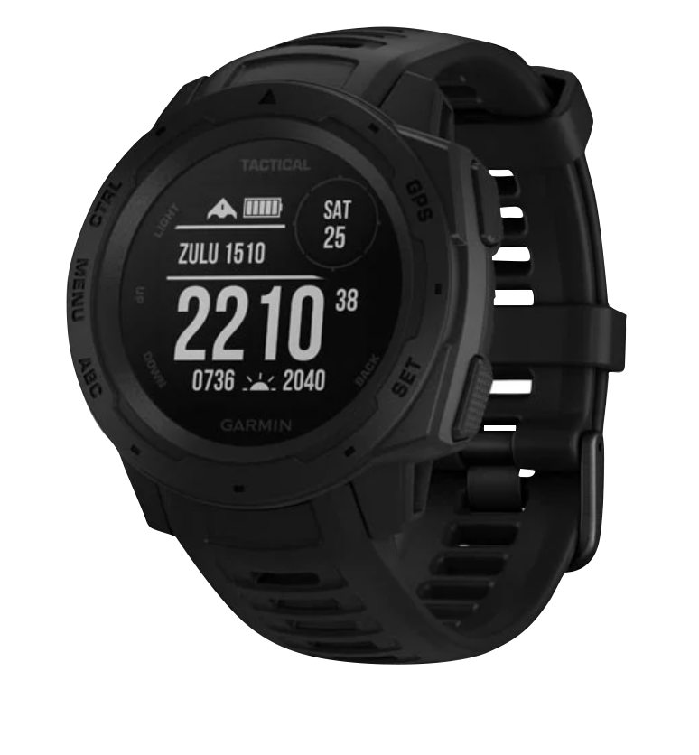 Garmin Instinct Tactical smartwatch, black rugged GPS watch, refurbished.