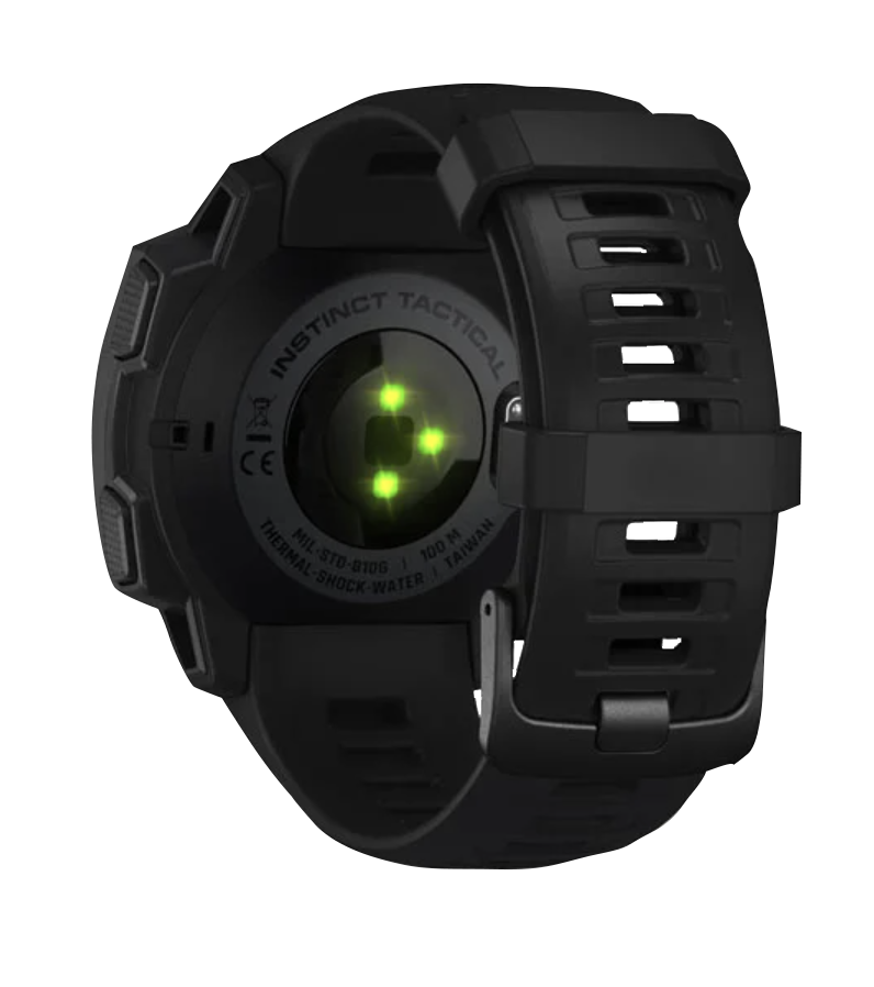 Garmin Instinct Tactical smartwatch, black band.
