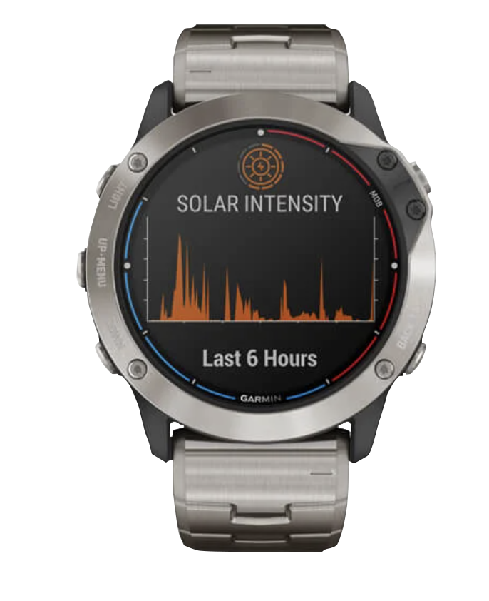 Garmin Quatix 6x Solar smartwatch with silver stainless-steel case and band