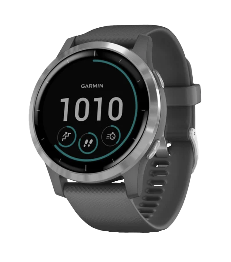 Garmin Vivoactive 4 GPS smartwatch, silver case with gray band (certified refurbished)