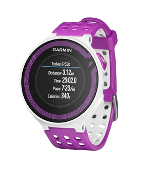 Garmin Forerunner 220 fitness GPS smartwatch, white and violet band, certified refurbished
