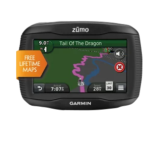 Garmin Zumo 390LM motorcycle GPS, refurbished, black with free lifetime maps.