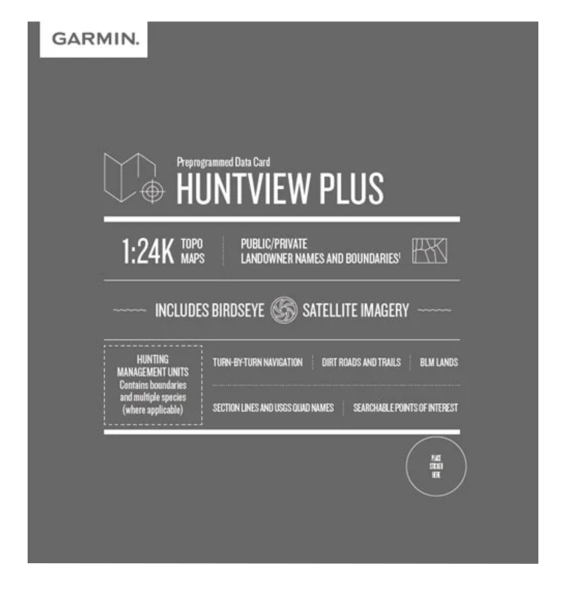 Garmin Huntview Plus map microSD card with CT, MA and RI regions (010-12684-51)