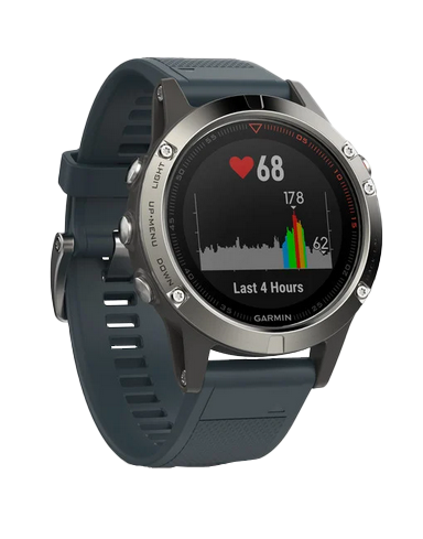 Garmin Fenix 5, Silver with Granite Blue Band, GPS Smartwatch (Garmin Certified Refurbished) by Garmin
