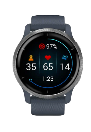Gamin Venu 2, Silver Bezel with Granite Blue Case, GPS Smartwatch (Garmin Certified Refurbished) by Garmin