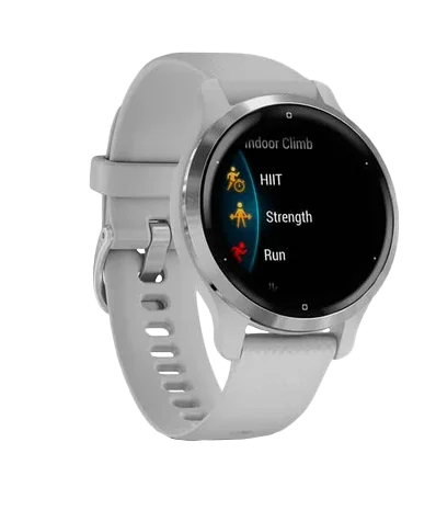 Garmin Venu 2s smartwatch with silver bezel and light gray band, Certified Refurbished