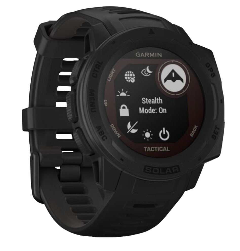 Garmin Instinct Solar Tactical Edition black rugged GPS smartwatch, certified refurbished