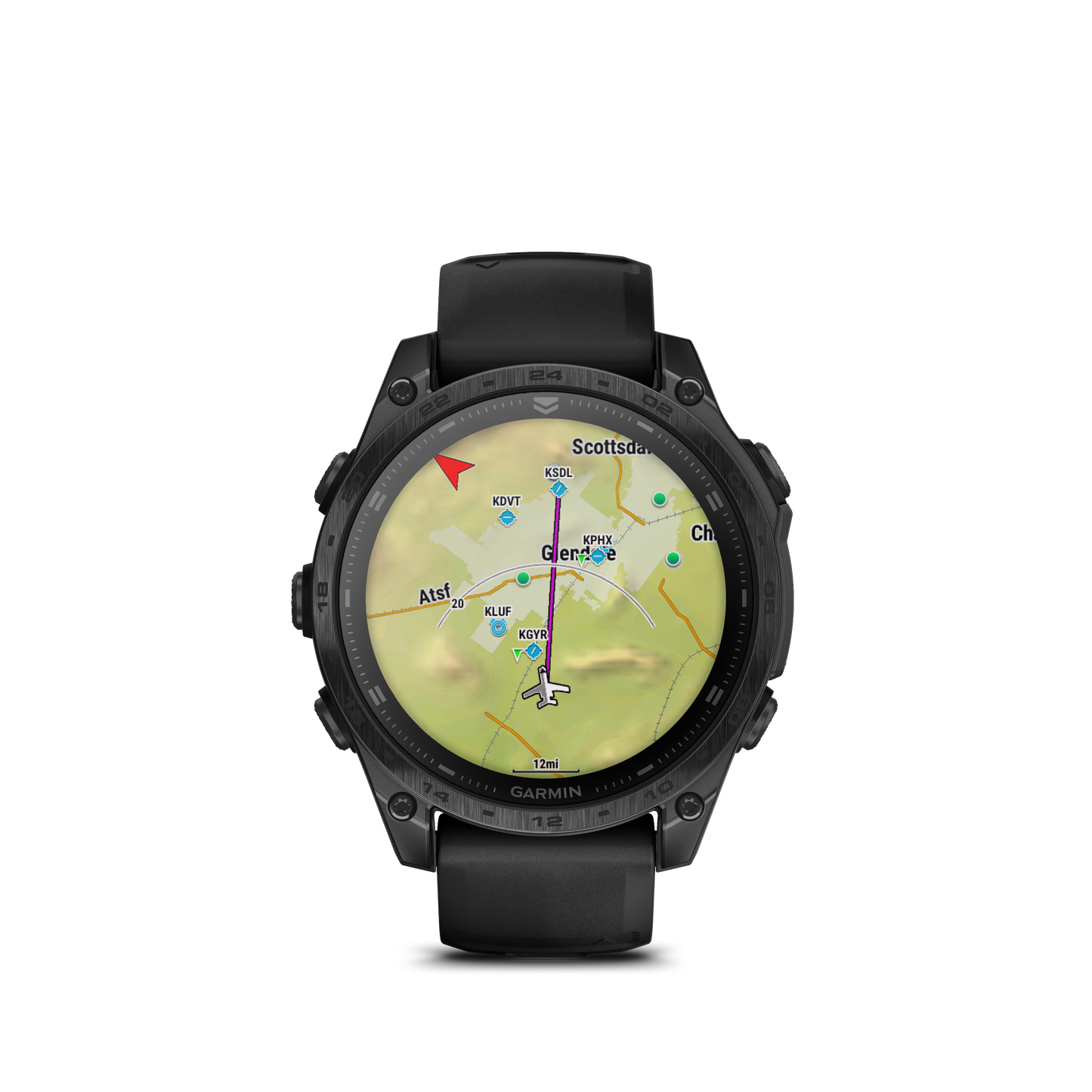 Garmin Tactix 8 AMOLED 47mm smartwatch with map display, black bezel and band