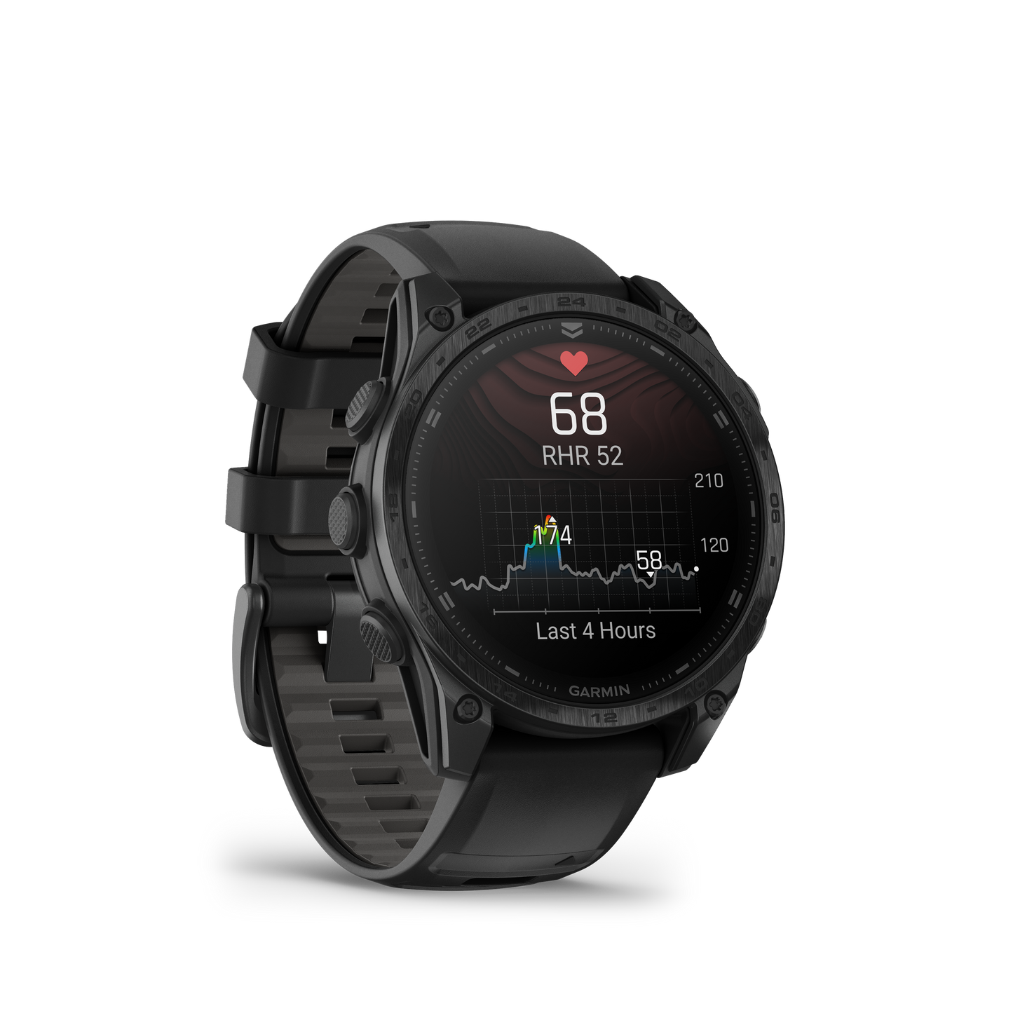 Garmin Tactix 8 AMOLED 47mm smartwatch with black bezel and silicone strap