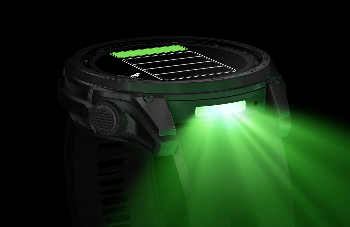 Garmin Tactix 8 Solar Elite smartwatch, 51mm, black with green accents
