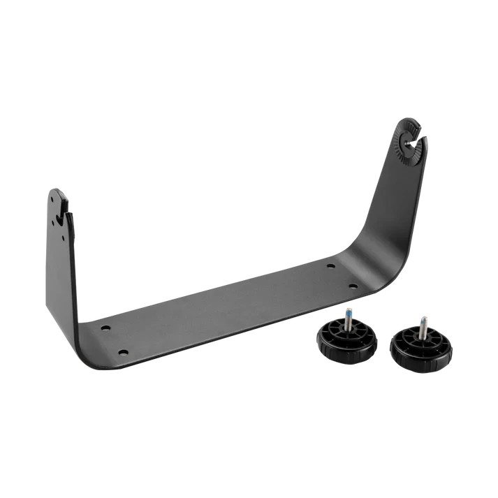 Garmin bail mount with knobs for GPSMAP 800 series; gray metal bracket with two adjustment knobs