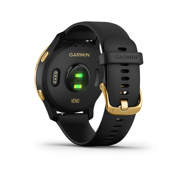 Garmin Venu smart watch, black and gold, certified refurbished