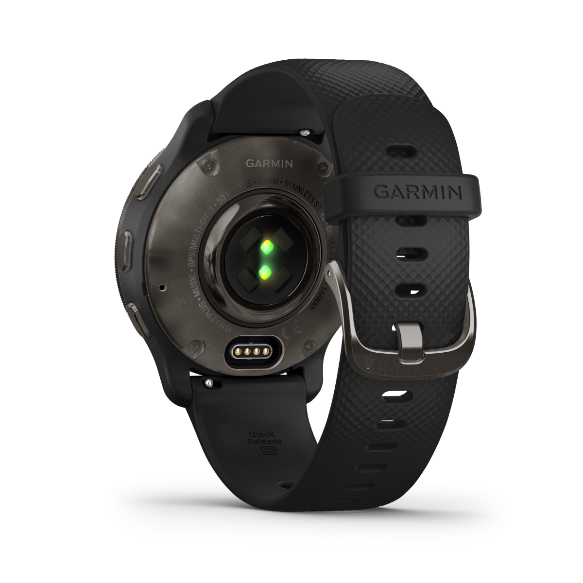 Garmin Venu 2 Plus - Slate Stainless Steel Bezel with Black Case and Silicone Band (010-02496-01) by Garmin