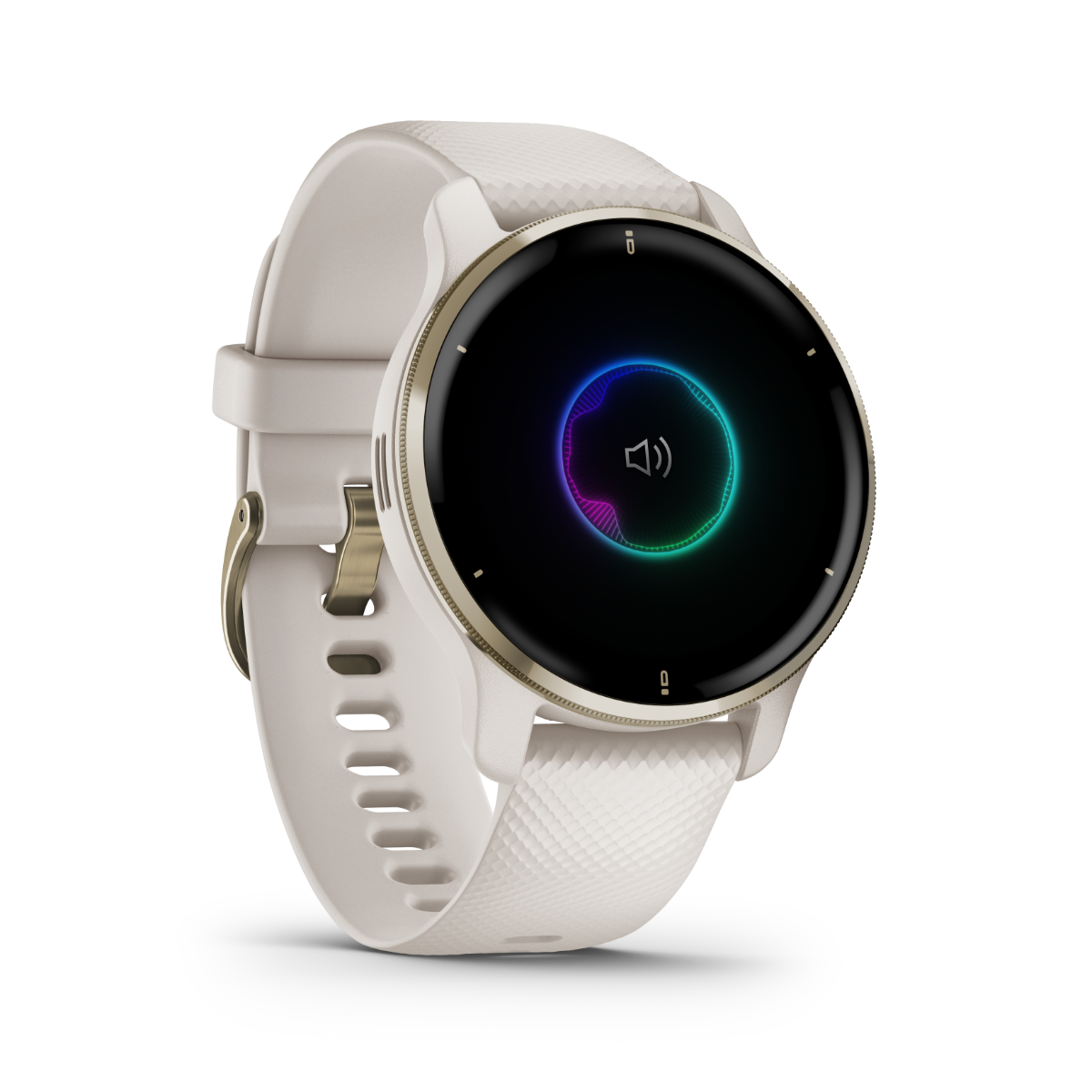 Garmin Venu 2 Plus smartwatch, Cream Gold with silicone band, certified refurbished