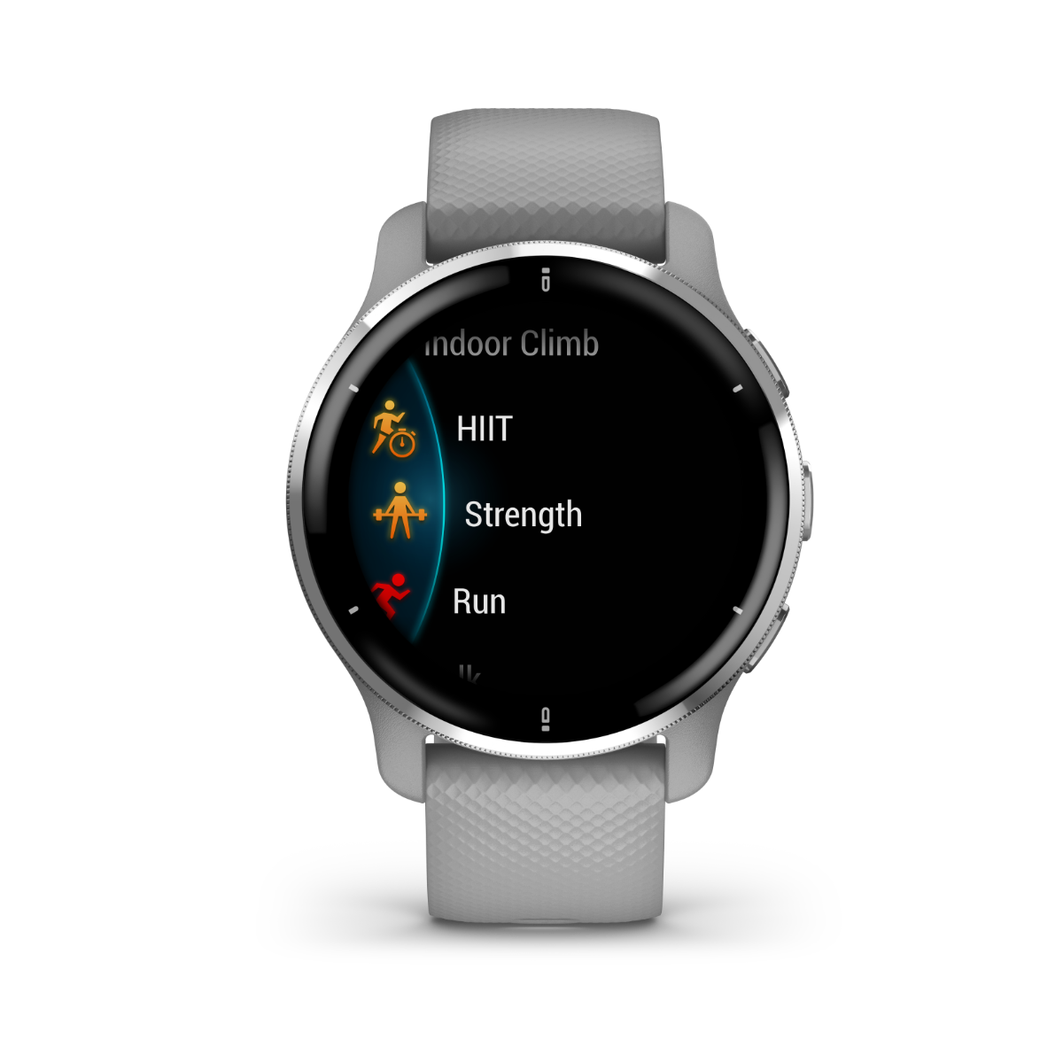 Garmin Venu 2 Plus smartwatch with stainless bezel, powder gray case and silicone band; Garmin Certified Refurbished