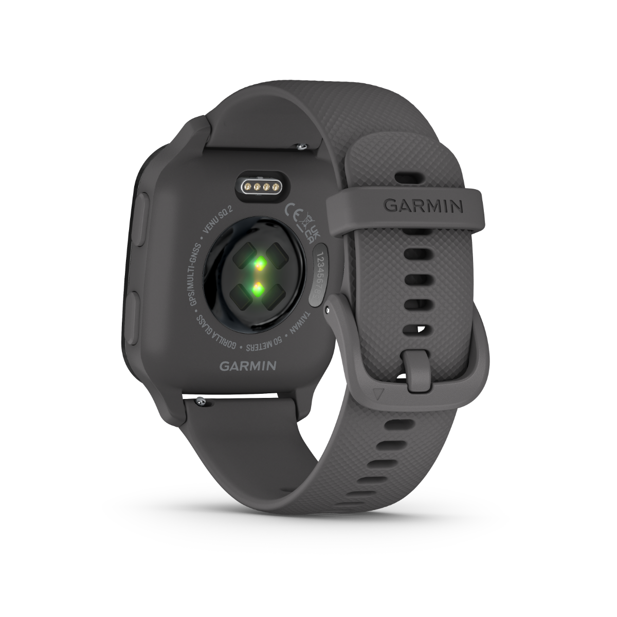 Garmin Venu Sq 2 smartwatch with slate aluminum bezel, shadow gray case and silicone band