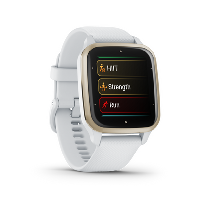 Garmin Venu Sq 2, Cream Gold Aluminum Bezel with White Case and Silicone Band (010-02701-01) by Garmin