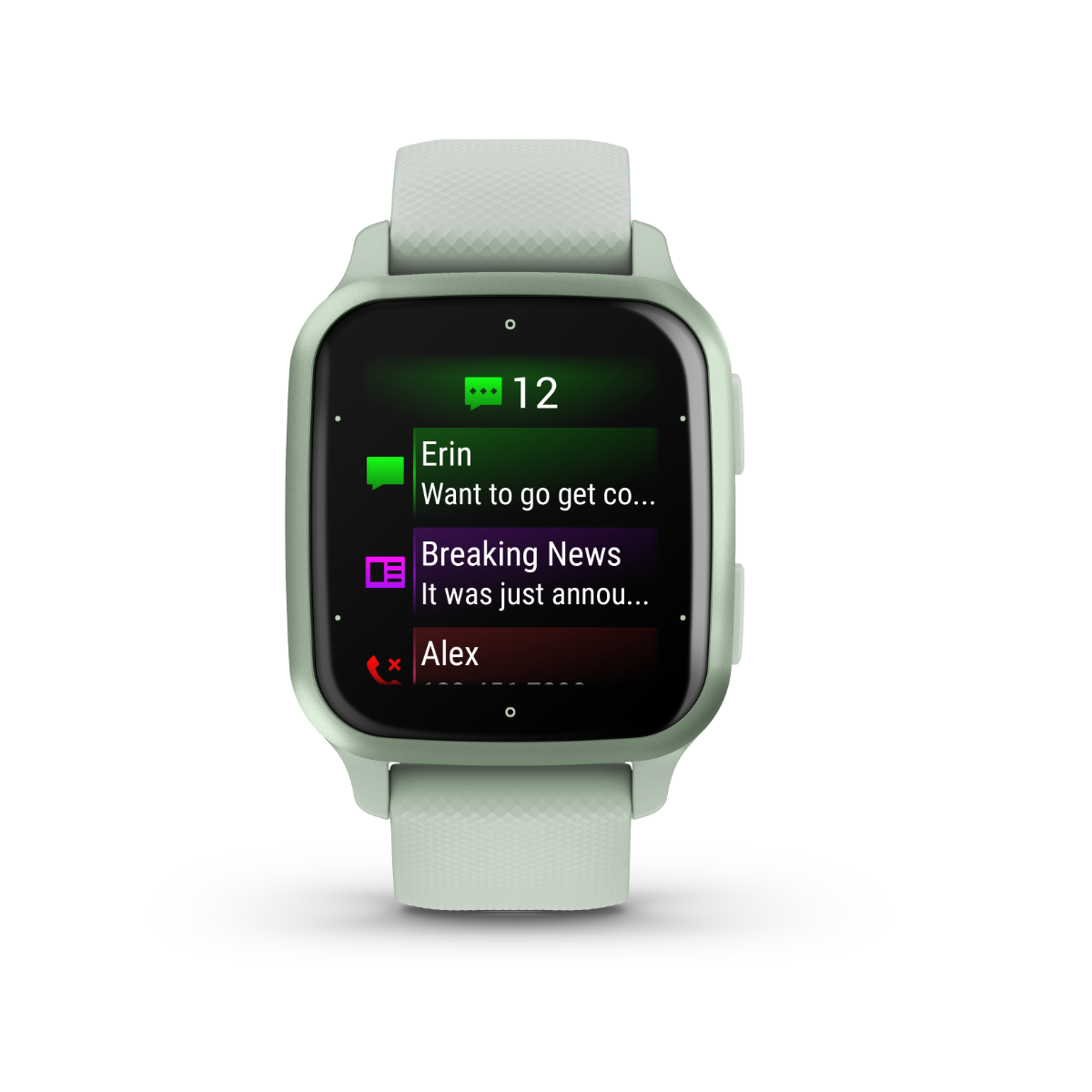 Garmin Venu Sq 2 smartwatch, metallic mint with silicone band, certified refurbished