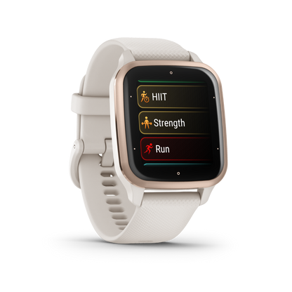 Garmin Venu Sq 2, Music, Peach Gold Aluminum Bezel with Ivory Case and Silicone Band (010-02700-01) by Garmin