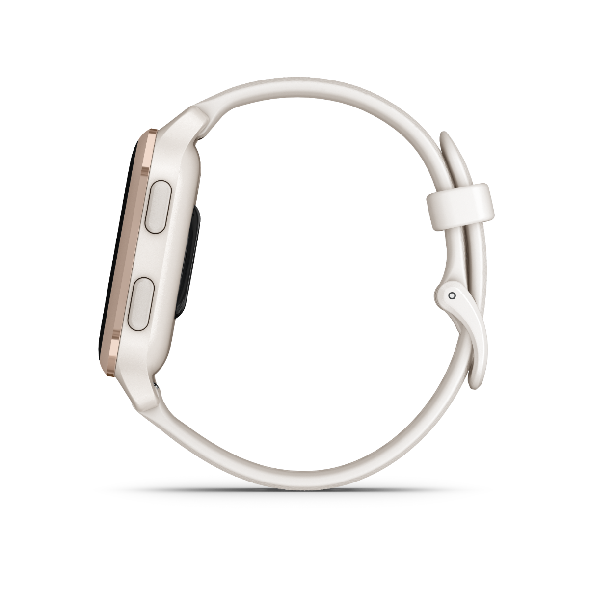 Garmin Venu Sq 2 Music smartwatch, peach-gold aluminum bezel with ivory silicone band