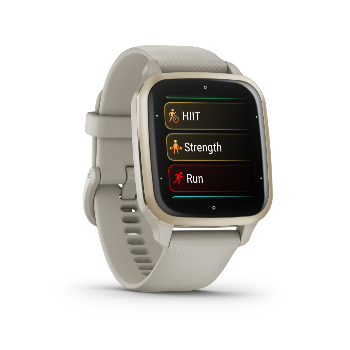 Garmin Venu Sq 2 Music, Cream Gold Aluminum Bezel with French Gray Case and Silicone Band (010-02700-02) by Garmin