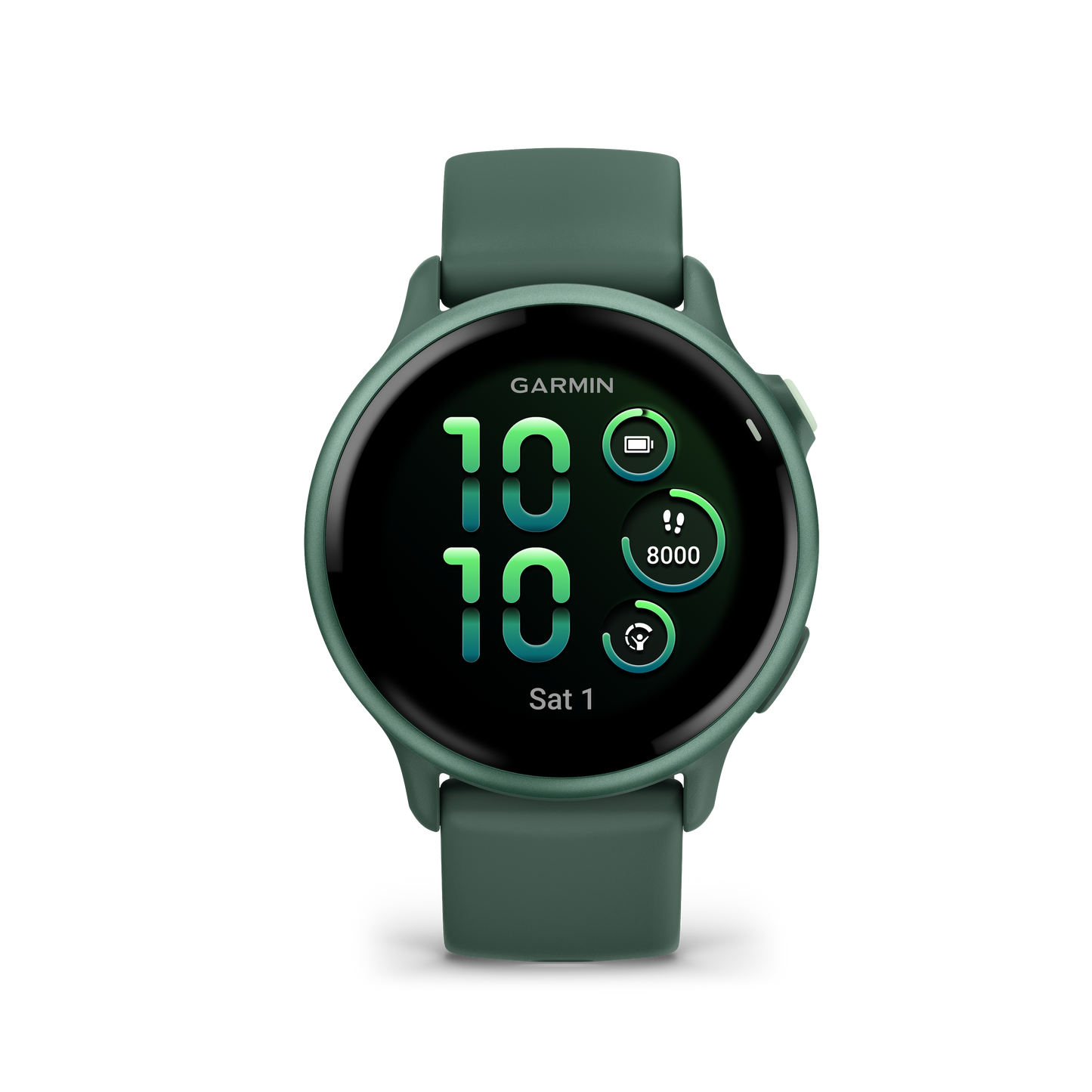 Garmin Vivoactive 6 smartwatch with metallic Jasper Green case and Jasper Green band