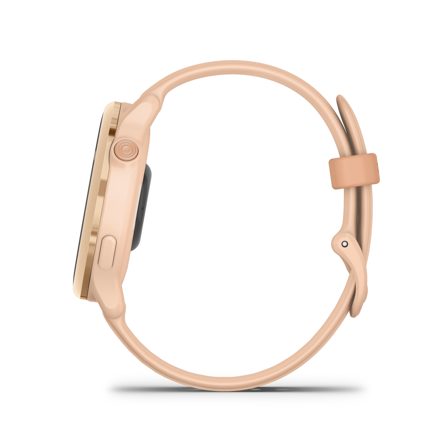 Garmin Vivoactive 6 smartwatch in Metallic Pink Dawn with Pink Dawn band.