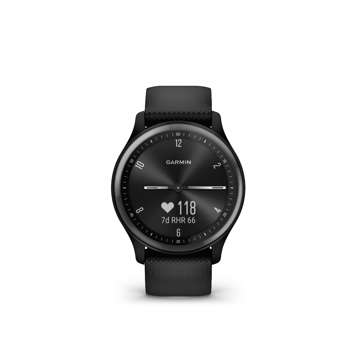 Garmin Vivomove Sport Black smartwatch with slate accents and textured strap