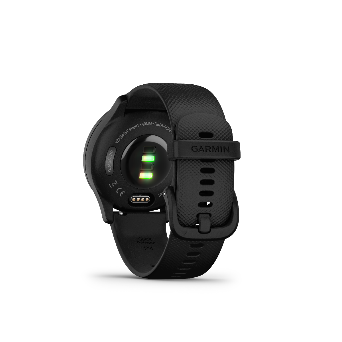 Garmin Vivomove Sport smartwatch in black with slate accents and Garmin-branded textured strap