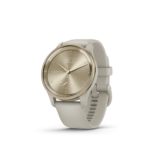 Garmin vivomove Trend, Cream Gold Stainless Steel Bezel with French Gray Case and Silicone Band (010-02665-02) by Garmin