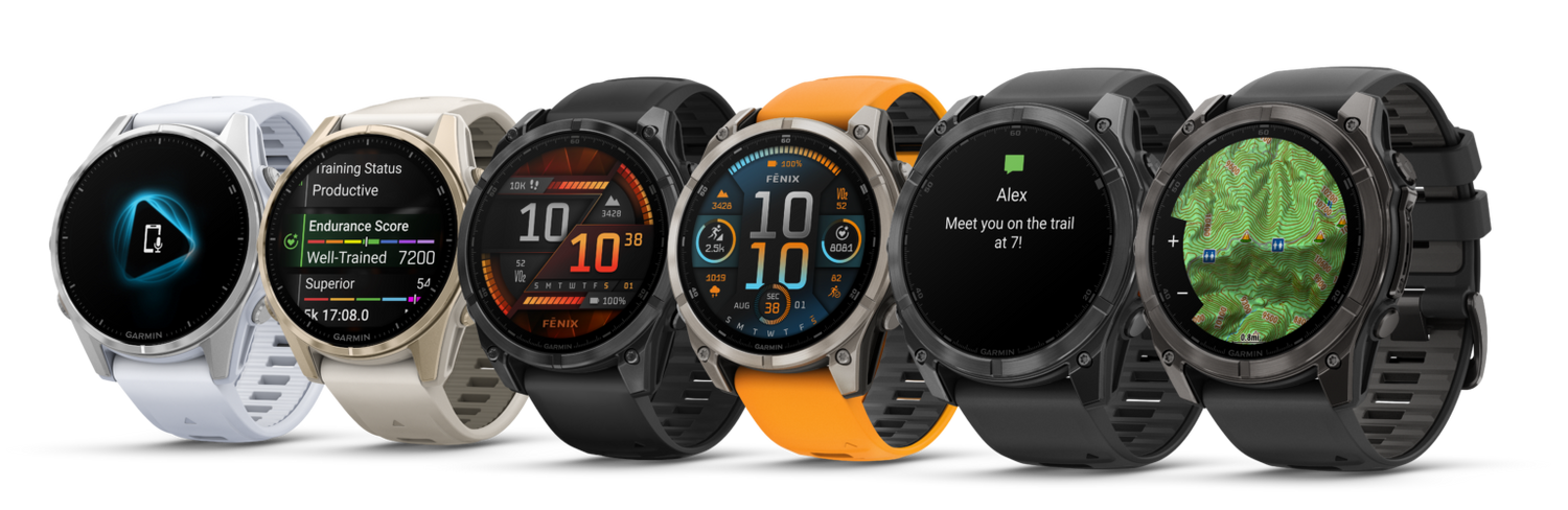 Explore the versatile Garmin Fenix 8 Smartwatch Series, showcasing diverse styles and advanced features.