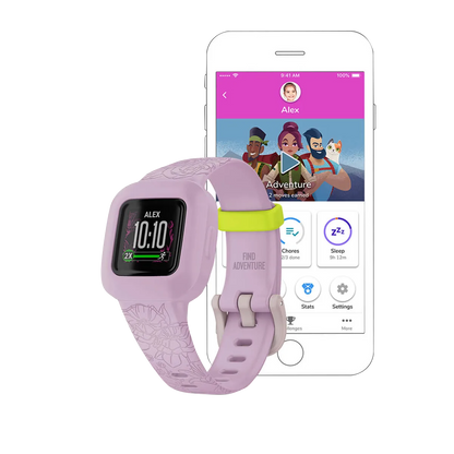 Garmin Vivofit jr. 3, Lilac Floral (Garmin Certified Refurbished)