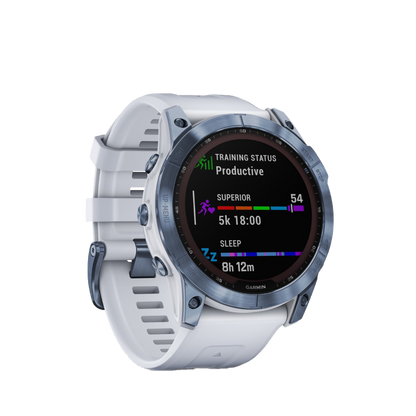 Garmin Fenix 7x Sapphire Solar - Mineral Blue DLC Titanium with Whitestone Band (010-02541-14)
