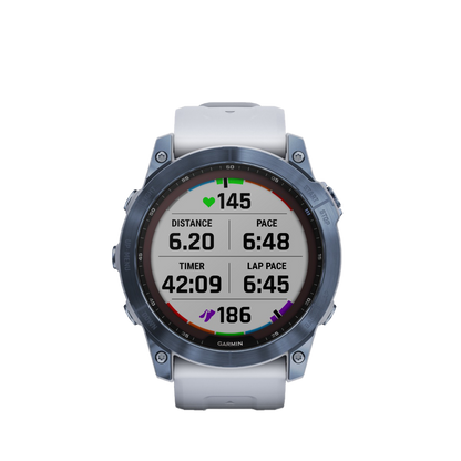 Garmin Fenix 7x Sapphire Solar - Mineral Blue DLC Titanium with Whitestone Band (010-02541-14)