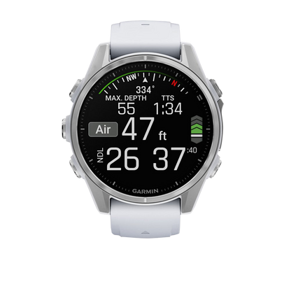 Garmin Fenix 8, AMOLED 43mm, Silver with Whitestone Silicone Band (010-02903-00)