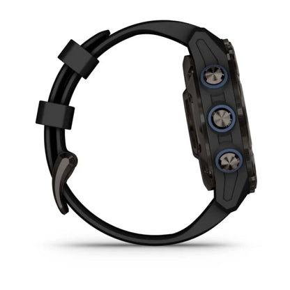 Garmin Descent Mk3i dive computer watch, 43 mm carbon-grey DLC titanium case, black silicone band