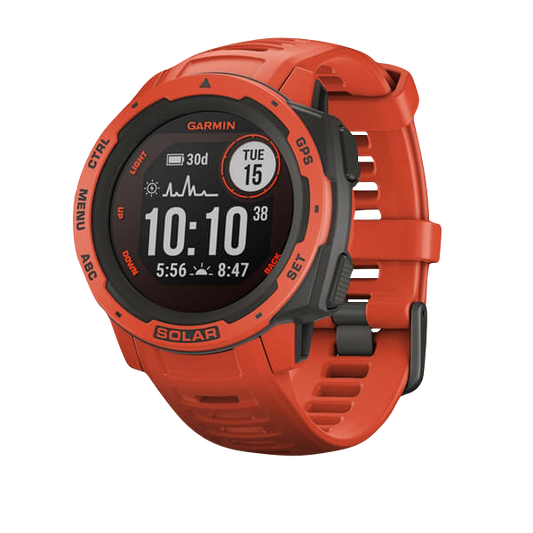Garmin Instinct Solar, Flame Red, Rugged GPS Smartwatch (Garmin Certified Refurbished) by Garmin