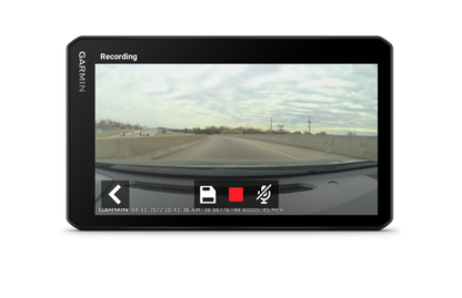 Garmin RV Cam 795, GPS Navigator 7-inch with Built-in Dash Cam (010-02728-00) displaying recording features for safe travel.