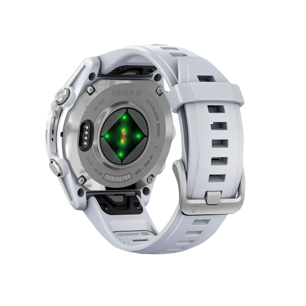 Garmin Fenix 8, AMOLED 43mm, Silver with Whitestone Silicone Band (010-02903-00)
