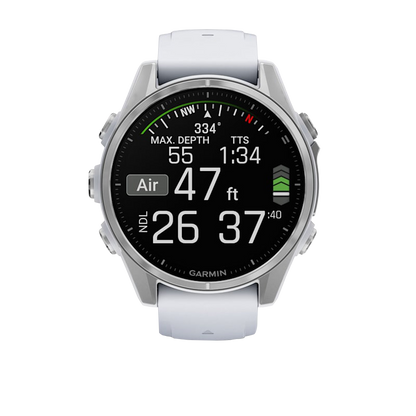 Garmin Fenix 8, AMOLED 43mm, Silver with Whitestone Silicone Band (010-02903-00)