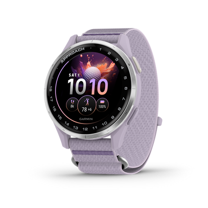 Garmin Approach J1, Silver Aluminum Bezel w/ Lilac ComfortFit Band (010-03898-10)
