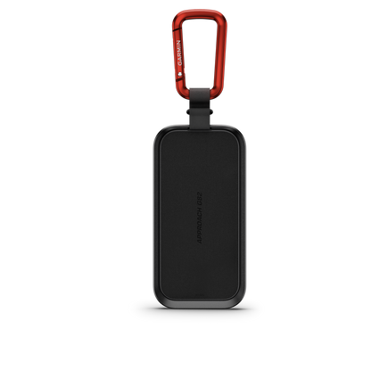 Garmin Approach G82 GPS handheld with red carabiner clip