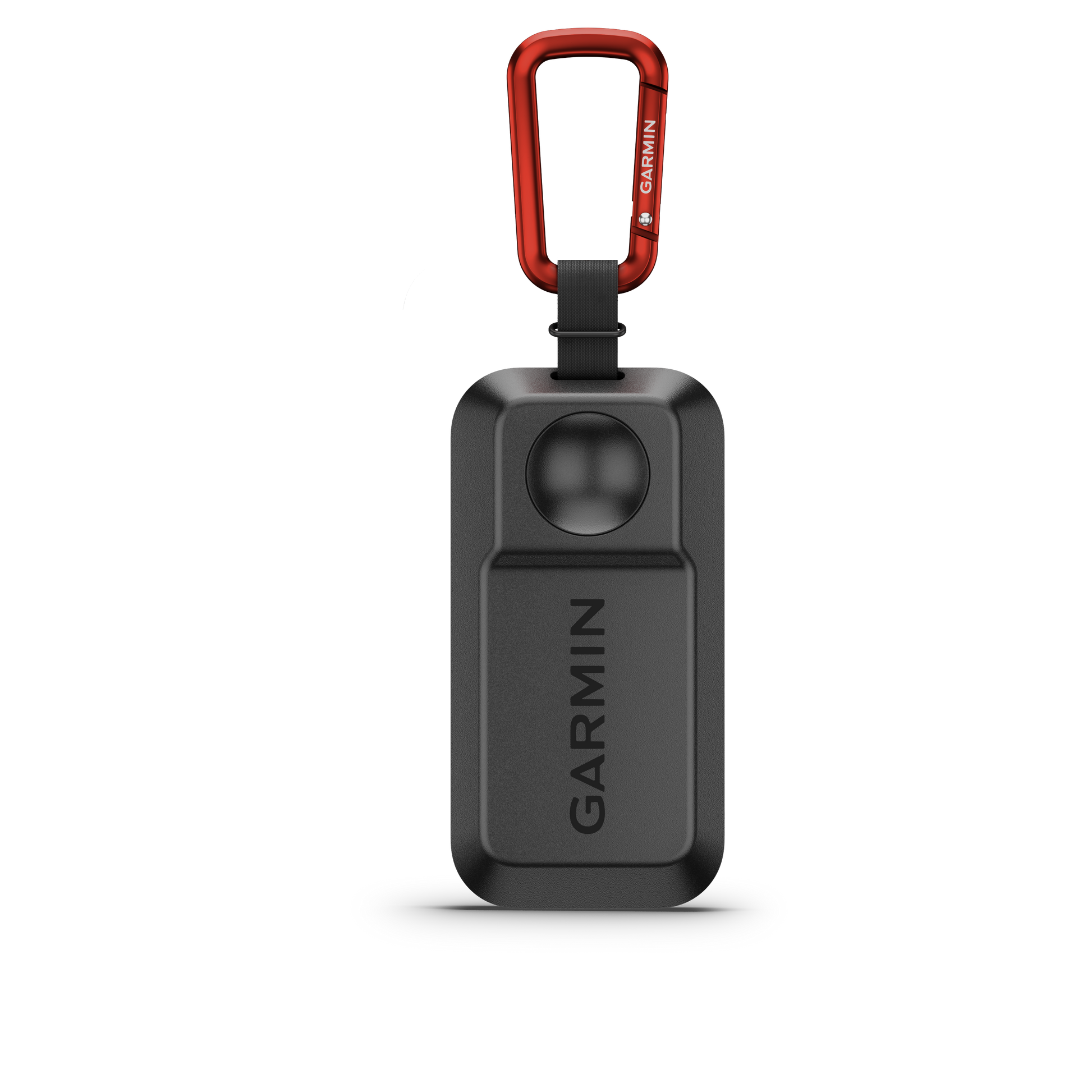 Garmin Approach G82 launch monitor handheld with red carabiner clip